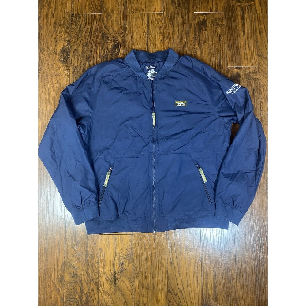 LL Bean XL Regular 3 Season‎ Bomber Jacket Zip Navy Blue Fleece Lined Mens
